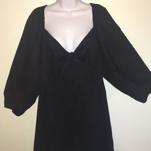 ASOS black tie front puffy sleeve dress